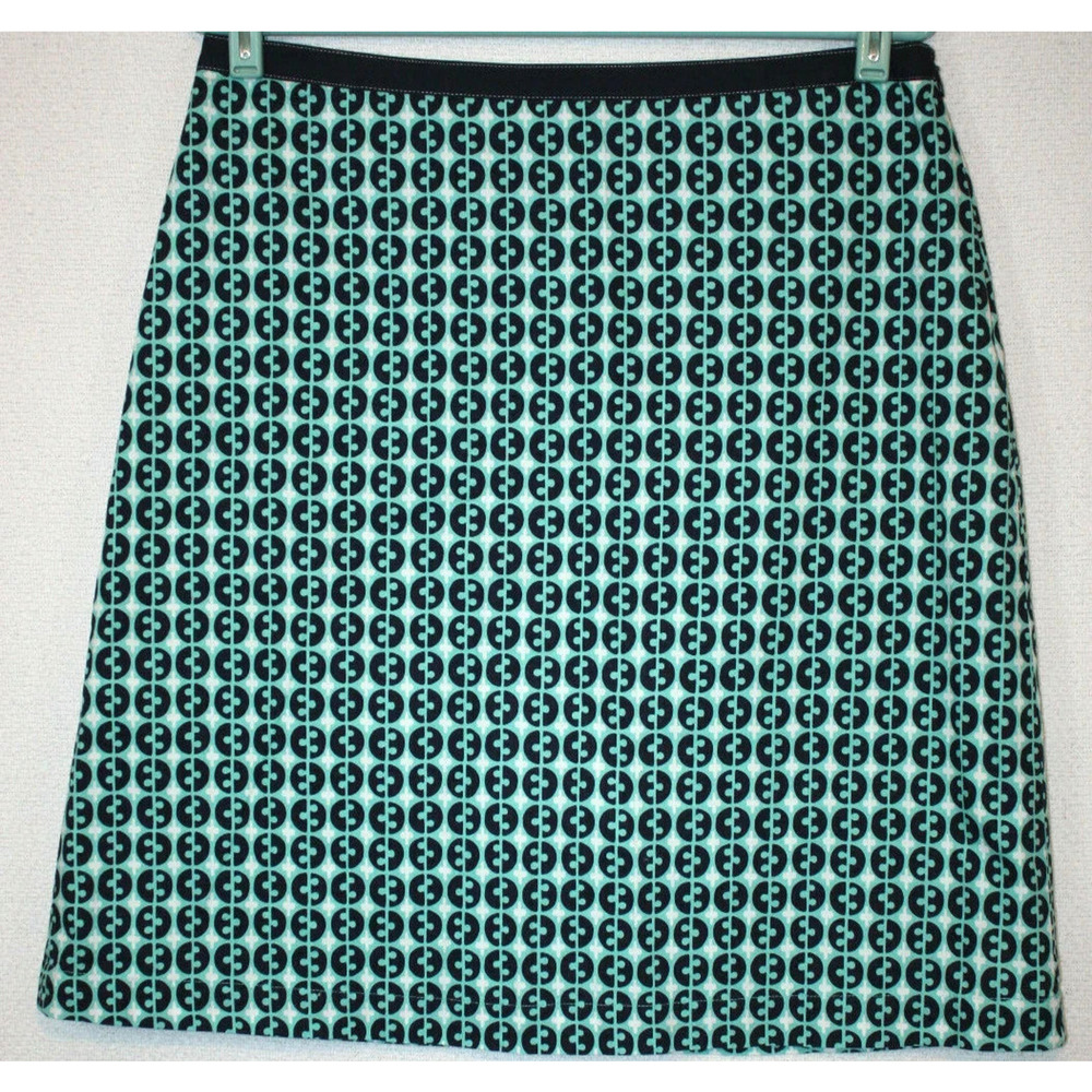 BODEN Green Blue Geometric Cotton Lined Skirt Knee Length Lined A Line 10 - Picture 2 of 6